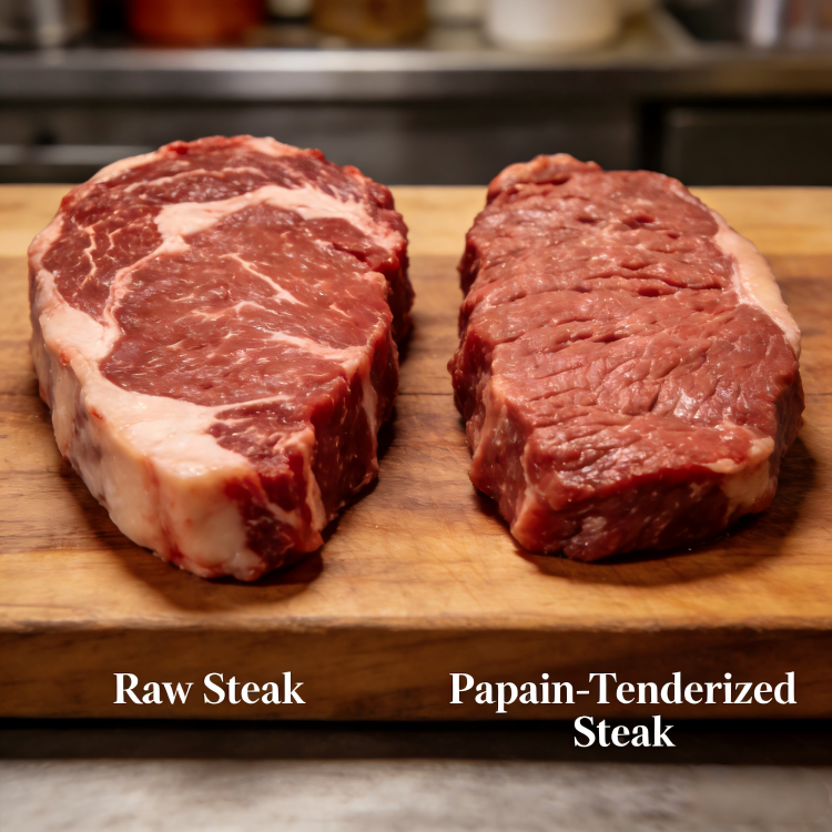 Meat tenderization comparison using papain enzyme