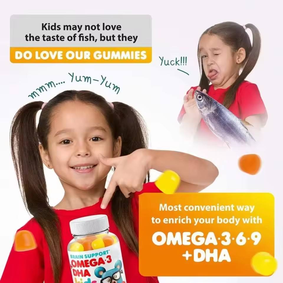 Child taking DHA supplement with parent guidance for healthy brain development