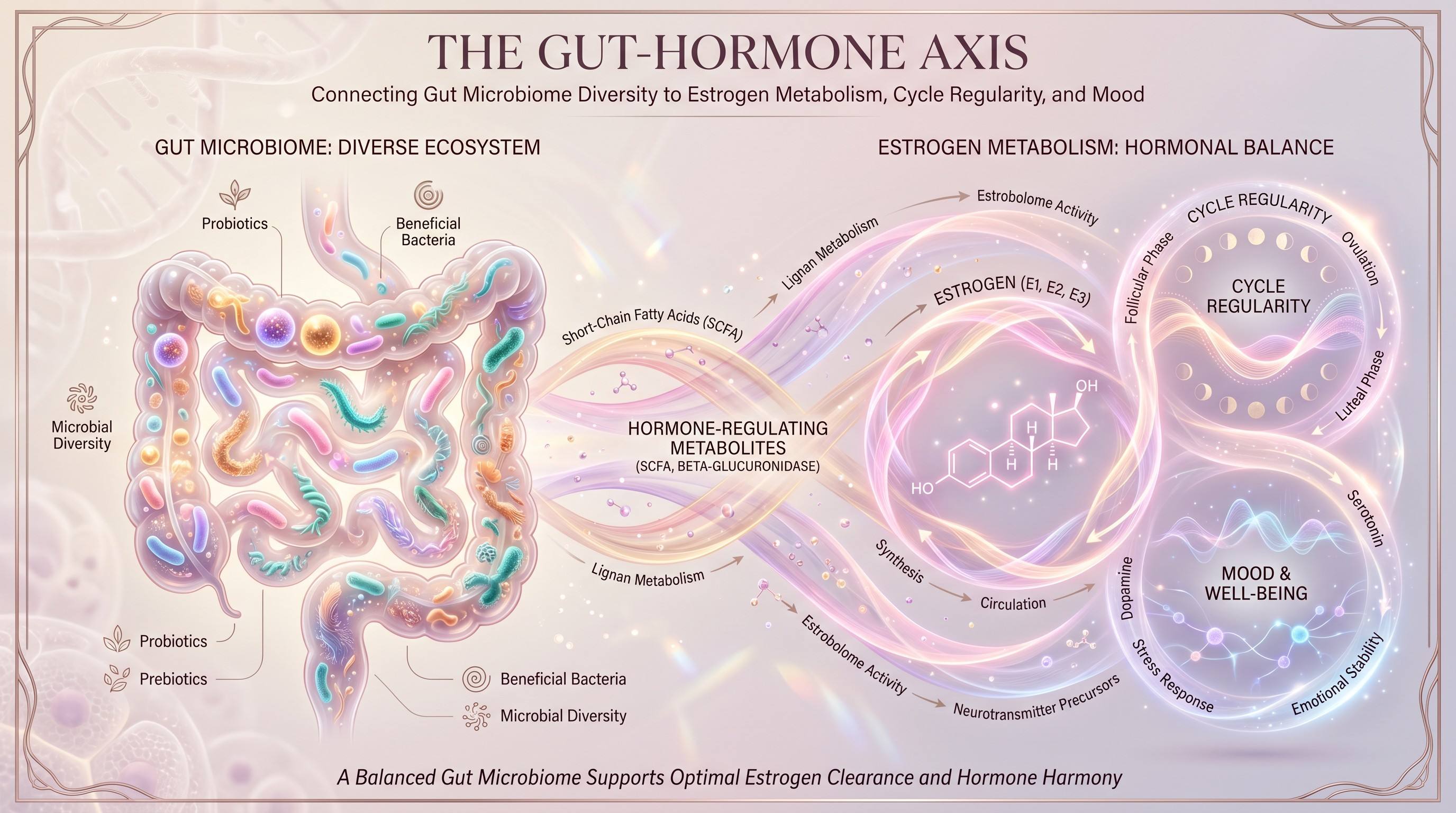 Women's probiotic gummies supporting gut-hormone axis and female wellness