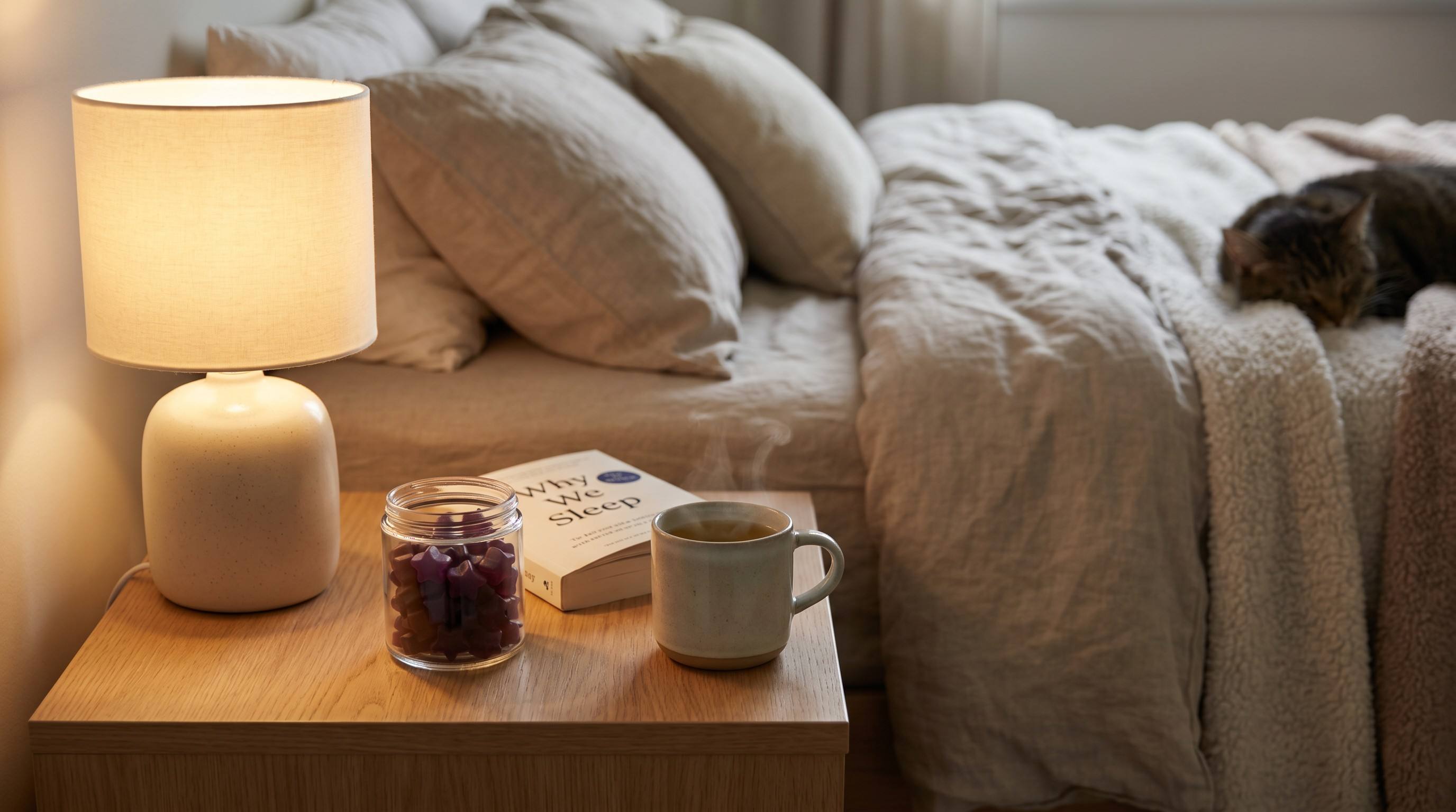 Evening routine with melatonin gummies supporting natural sleep preparation