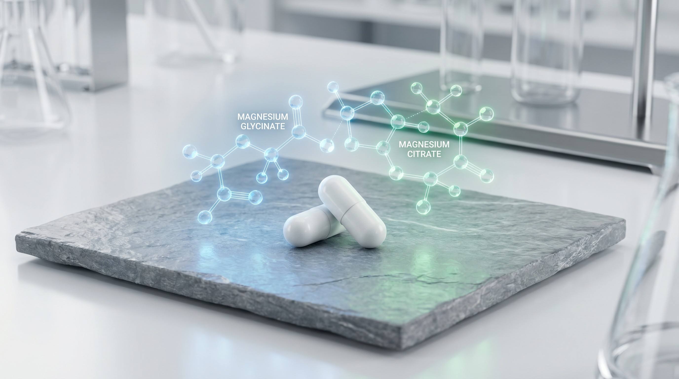 Different magnesium compound forms showing bioavailability comparison for athletic recovery