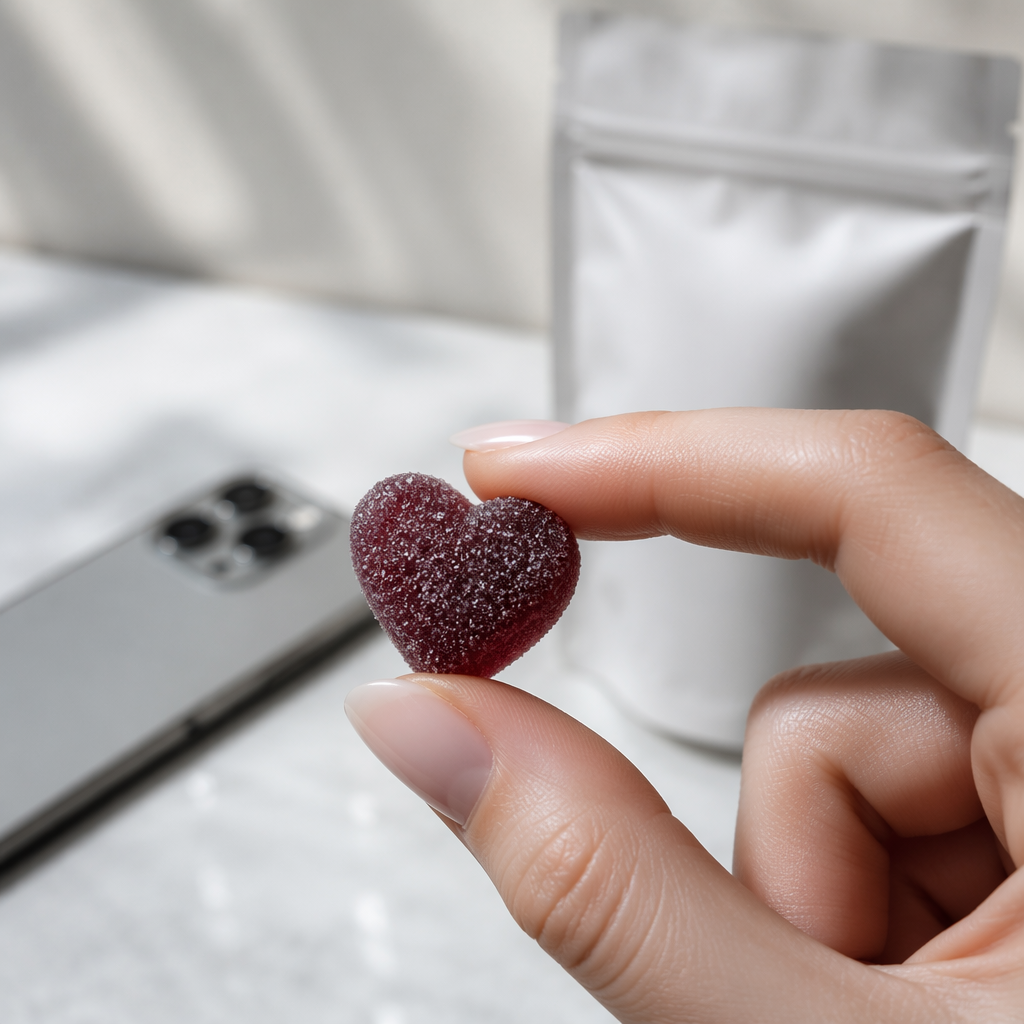 E-commerce fulfillment center processing women's probiotic gummy orders for global distribution
