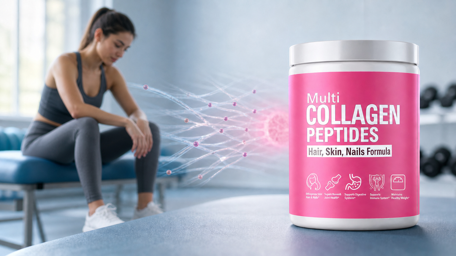 Athlete recovering with fish collagen peptides for faster muscle and tendon repair