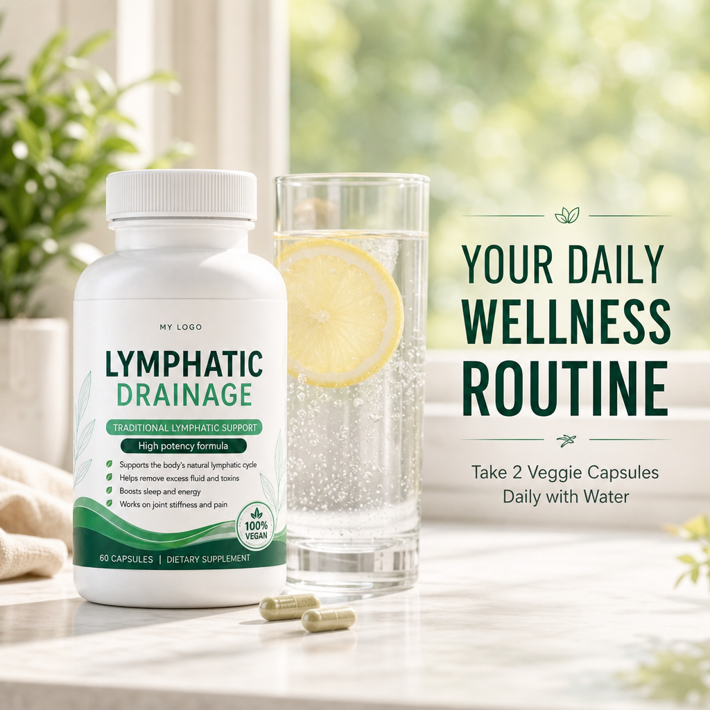 Daily Wellness Routine with Water and Capsules