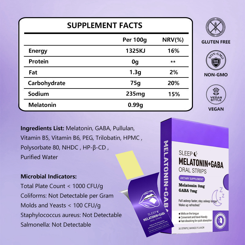 Melatonin+GABA Oral Strips