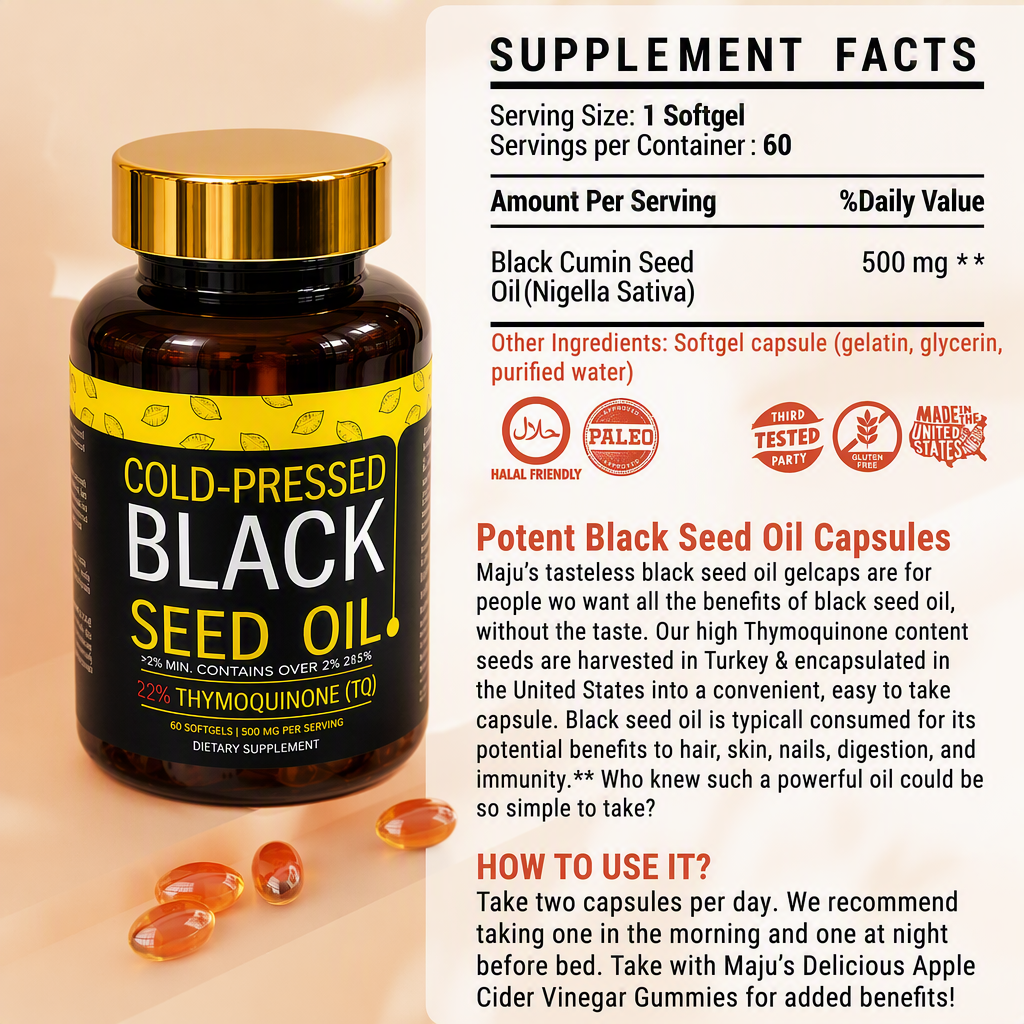 Cold-Pressed Black Seed Oil 500mg